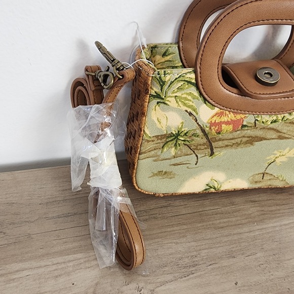 Fossil NWOT Oasis Mini Crossbody Tropical Woven Handle Bag - Picture 7 of 9